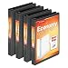 Cardinal Economy 1" Round-Ring Presentation View Binder, 3-Ring Binders, Holds 225 Sheets, Nonstick Poly Material, PVC Free, Black, 4-Pack (79512)