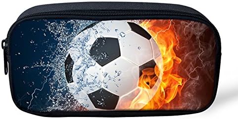 Amzbeauty Large Pencil Box for Kids Personalized Soccer Printed Student Pencil Case