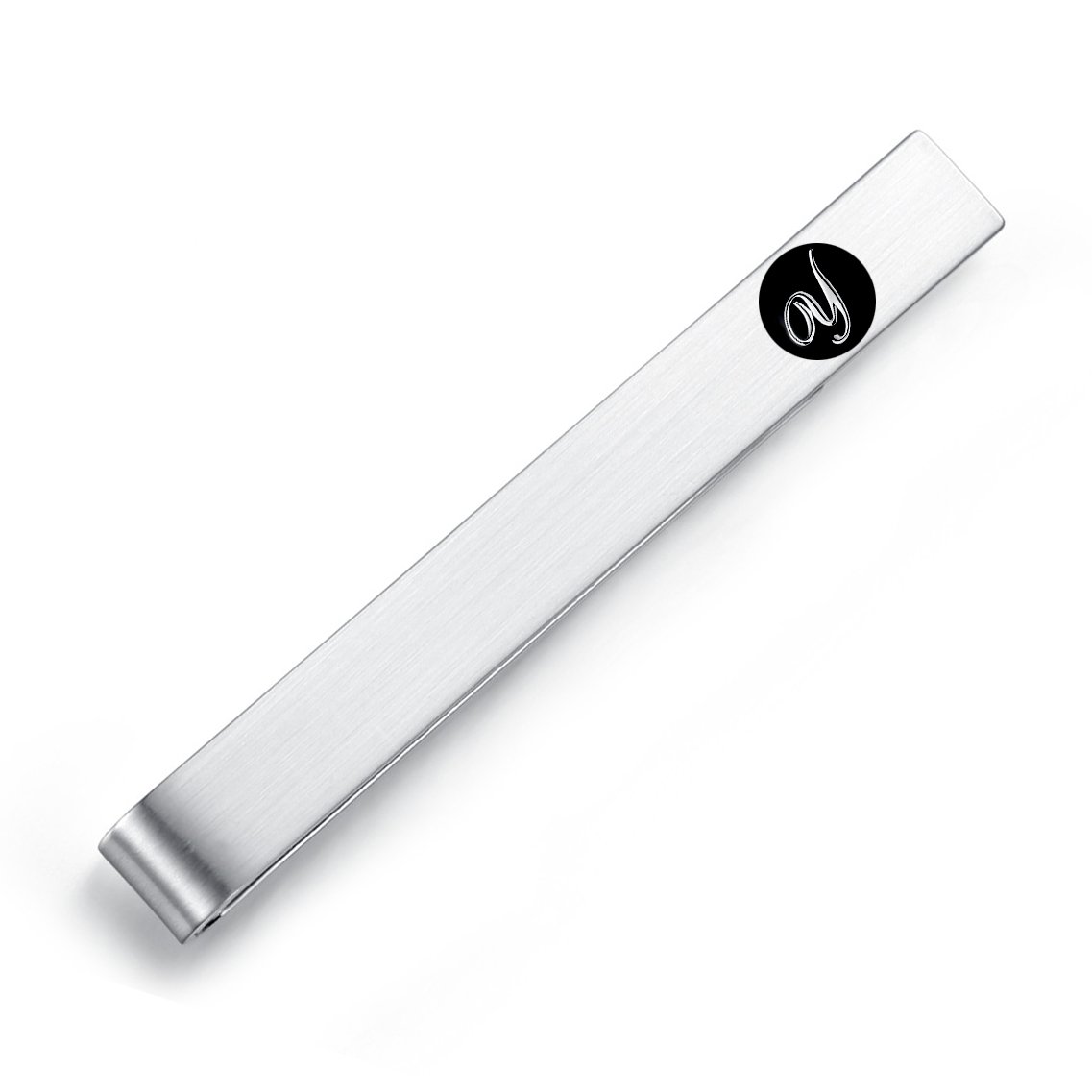 Honey Bear Mens Initial Alphabet Letter Tie Clip Bar - Normal Size Stainless Steel For Business Wedding Gift,5.4cm,Brushed Silver with Black A - Z (Y)