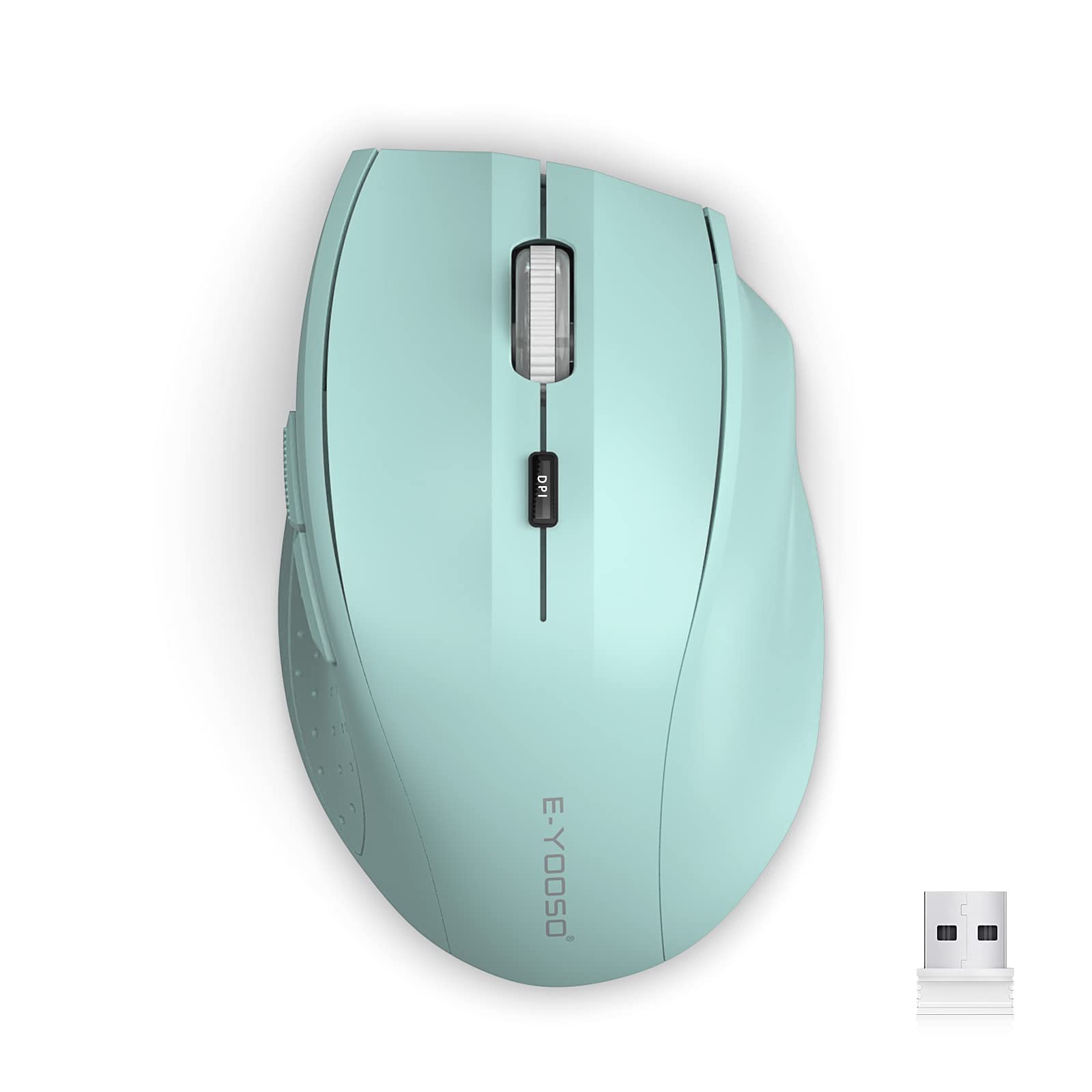 Photo 1 of E-YOOSO Wireless Mouse for Laptop, Portable Optical Computer Mouse, 6 Buttons, Cordless 2.4GHz with USB Receiver, 5-Level 4800 DPI, 18 Months Battery Life for PC Chromebook Windows Mac