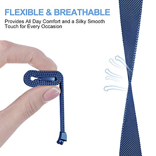KIMILAR Metal Bands Compatible with Fitbit Versa/Versa Lite Bands, Women Men Small Large Stainless Steel Replacement Sport Bracelet Strap Wristbands Accessories with Magnet Lock - Thumbnail 2