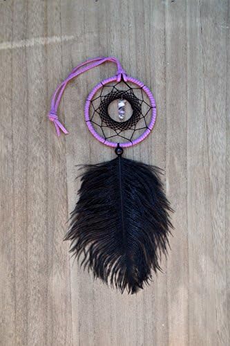 3" Black Purple Amethyst Quartz Car Dream Catcher Handmade