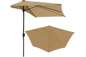 AONYAYBM Half Patio Umbrella Replacement Canopy, Only for 9 Ft 5 Ribs Half Patio Umbrella, Small Canopy for Balcony, Table, or Deck by Pure Garden (Only Canopy)
