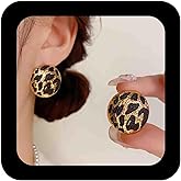 IRCOMULTI Vintage Round Leopard Earrings Leopard Print Button Stud Earring Coin Disc Earrings Animal Print Earring Jewelry for Women