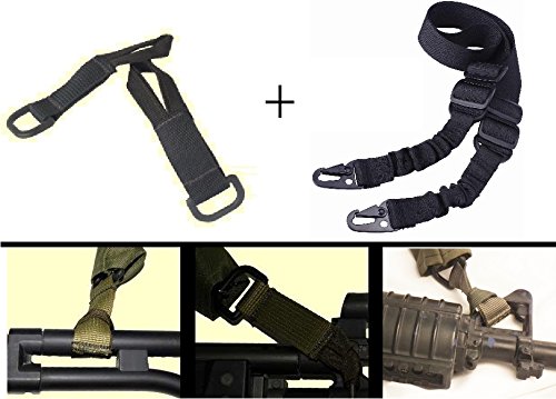 Ultimate Arms Gear IDF Israeli Defense Forces Pair of Slip On Black Sling Mount Strap Loop Adapter with D-Ring + Multi-Sling, Black For FNH FN FAL Kel Tec Keltec SU-17 SU17