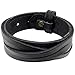 INBLUE Men's Wide Alloy Genuine Leather Bracelet Bangle Cuff Black Wrap Adjustable
