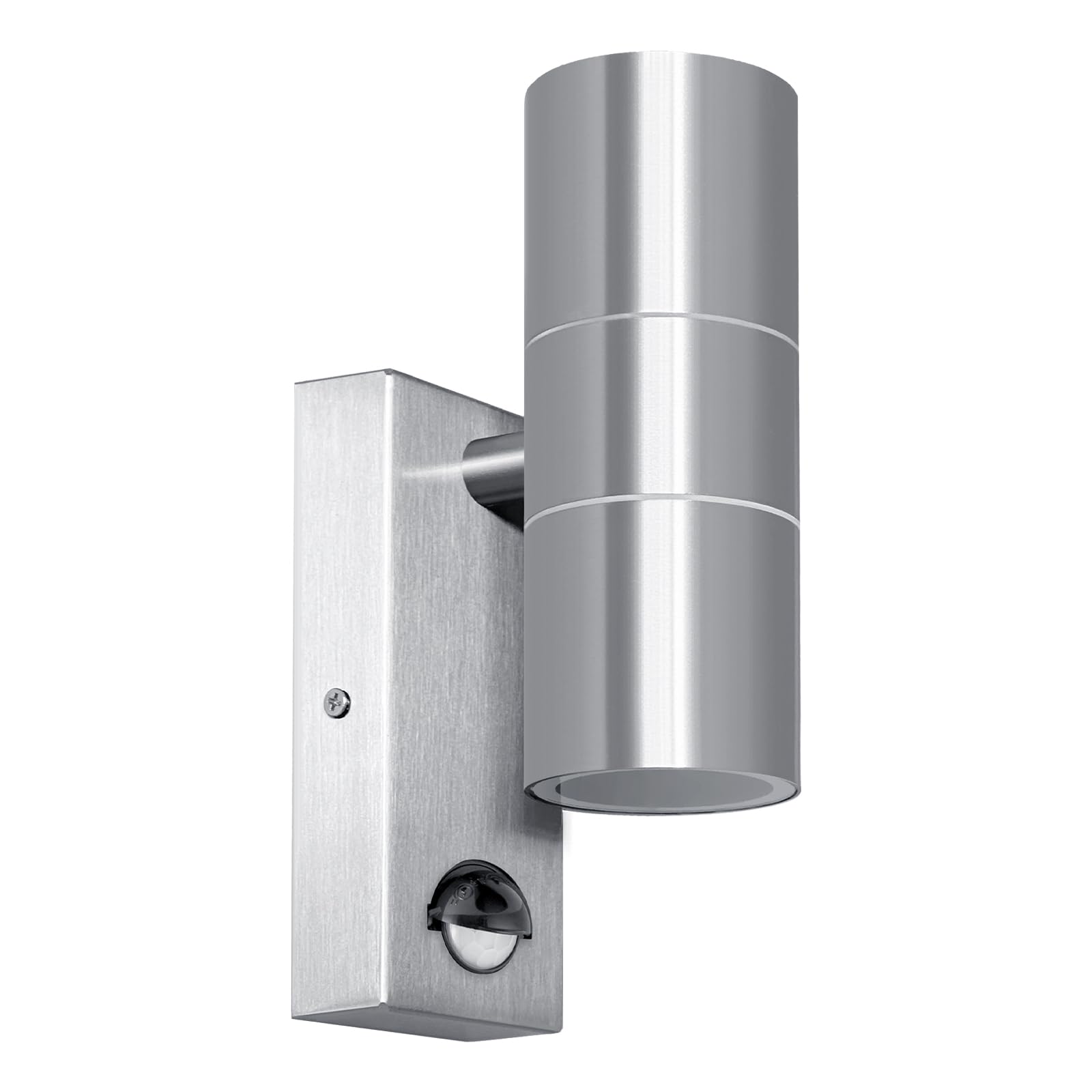 Kerry Outdoor Wall Lights, Up and Down Lamp with Motion Sensor, IP44 Silver Stainless Steel Outside Lighting Mains Powered Fixtures, PIR Detector External Wall Sconce for Front Door, Porch, Garden โ image 1