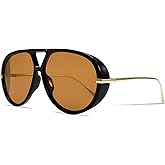 GUVIVI Retro Gold Aviator Sunglasses for Women Men, 2026 Metal Oversized 70s Aviators Black Sun Glasses