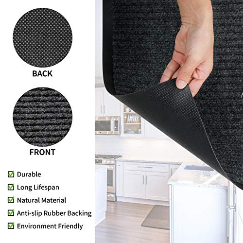 Indoor Outdoor Doormat Heavy Duty Front Door Mat Non Slip Rubber Backing Floor Mat Entrance Door Rug Welcome Mats for Shoe Scraper (17" x 30", Gray-2 Pack)