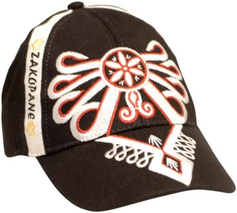 Polish Apparel Black Baseball Cap - Zakopane Folk Motif