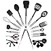 Qualikitchen Premium Cooking kitchen Utensil Set: 23 Pieces of Tools Made of Lightweight Stainless Steel and Strong Black Nylon plus Printed Guide