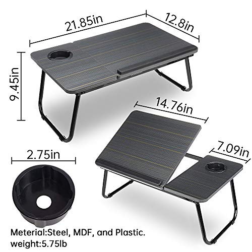 Laptop Desk, Adjustable Durable Wooden Folding Bed Table with Cup Holder, Laptop Stand for Bed/Outdoor/Office/Sofa (21.85\