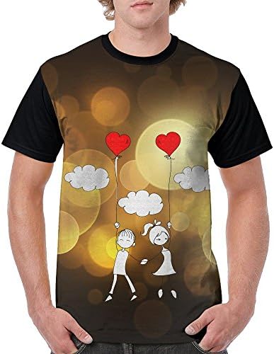 Male's Valentine Element Front Full-Length Printed Crew Neck Short Sleeve T-Shirts