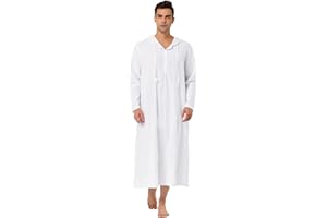 Lars Amadeus Men's Nightshirt Long Sleep Shirt Hooded Loungewear Nightgown Pajamas