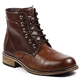 Metrocharm MC004 Men's Lace Up Cap Toe Formal Dress Casual Fashion Boots (10.5, Brown)