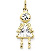FB Jewels Solid 10K Yellow Gold April Girl Birthstone Charm