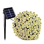 Dcoo Solar Powered Waterproof String Lights for Outdoor Patio Lawn Landscape Fairy Garden Home Wedding Holiday Christmas Party and Xmas Tree Decorations[72feet-200LED-Warm White]