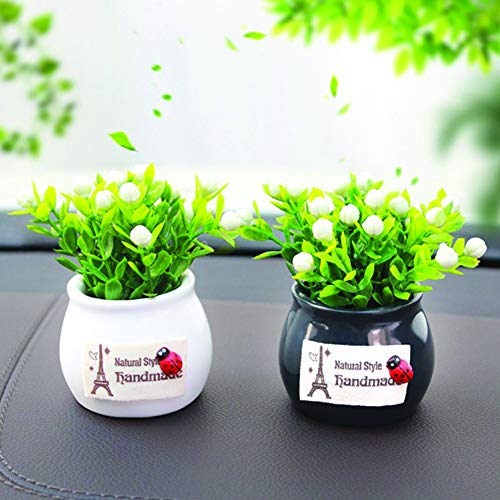 Studyset Artificial Plant Car Ornament Plant Simulation Artificial Tree Car Resin Pot Dashboard Decoration White 7.855 - Thumbnail 4
