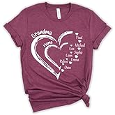 Custom Name Grandma Shirt, Personalized Kid's Name Tee, Family Names Double Heart Shirt, Customized Layered Heart T-shirt, Mother's Day Gift, Abuelita Matching Name Present