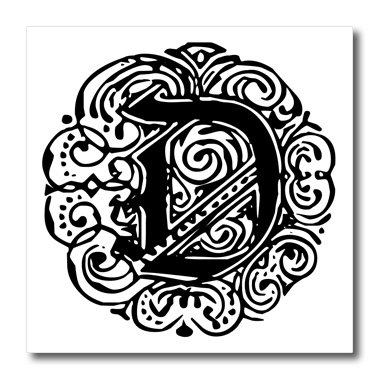 3dRose ht_14212_3 Fancy Letter D-Iron on Heat Transfer Paper for White Material, 10 by 10-Inch
