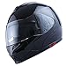 1Storm Motorcycle Street Bike Modular/Flip up Dual Visor Sun Shield Full Face Helmet Glossy Black