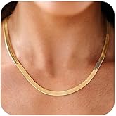 CHESKY Gold Necklace for Women-14K Plated/S925 sterling silver Snake Chain Necklace Dainty Simple Chunky Herringbone Necklace Gold Choker Necklaces Jewelry for Women