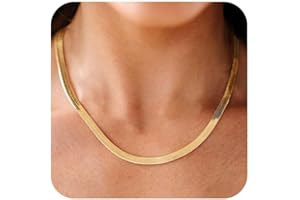 CHESKY Gold Necklace for Women-14K Plated/S925 sterling silver Snake Chain Necklace Dainty Simple Chunky Herringbone Necklace Gold Choker Necklaces Jewelry for Women