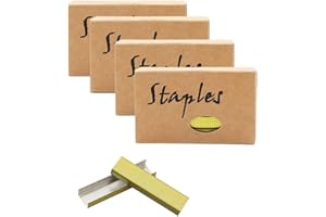 MEI YI TIAN Yellow Gold 26/6 Standard Staple Set 12mm Width 1000/Box 4 Boxes/Pack 4000 Count Staples for Office School Home Stapler Stapling Refills (4 Boxes Yellow Gold)