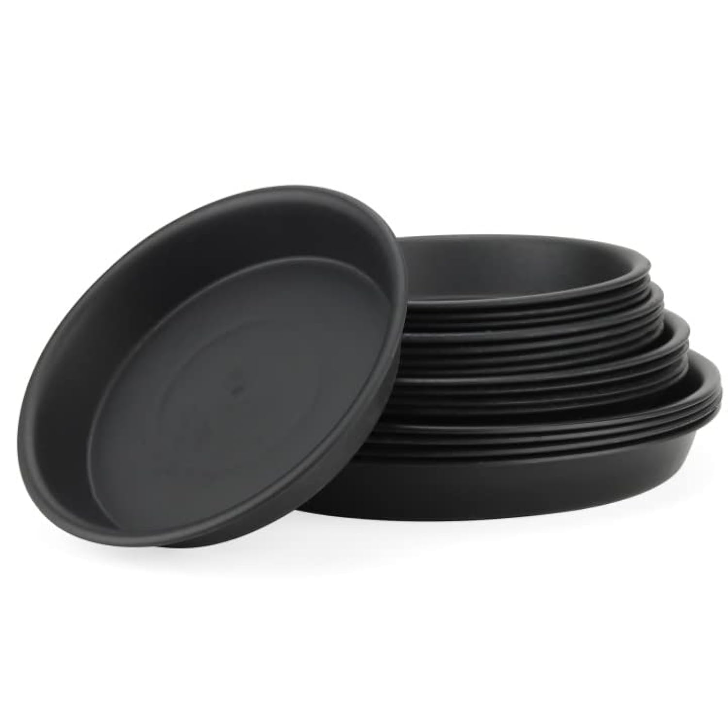 KEILEOHO 20 PCS Black Plant Saucer, 4 Size Plastic Plant Pot Tray, 15cm+19cm+22cm+25cm Round Plant Drip Tray for Pot Indoor Outdoor Plants Flower