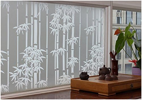 CHOIS Adhesive 014 Glass Window Films Stickers Bamboo Plant Frosted Decals Privacy Vinyl Home Arts 35" x 120"