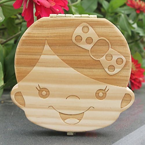 Milk teeth Wood storage box for kids Boy&amp;Girl Tooth Box organizer for baby Save (girl)
