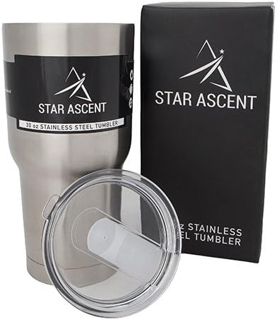 STAINLESS STEEL TUMBLER - The Ideal Gift from Star Ascent - Double Wall Vacuum Insulation - Ultimate Temperature Retention - 30 oz - Premium Quality Sliding Lid