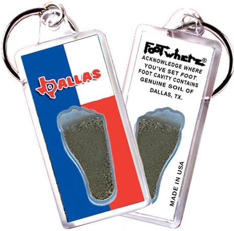 Dallas "FootWhere" Souvenir Key Chain. Made in USA (DL102 - Texas "D")
