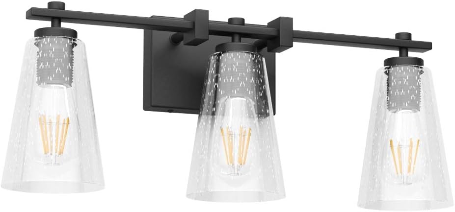 Aipsun Industrial Bathroom Vanity Light Black Vintage Bathroom Lighting Fixtures Vanity Light Fixtures for Bathroom 4-Light (Not Include Bulb) - - 