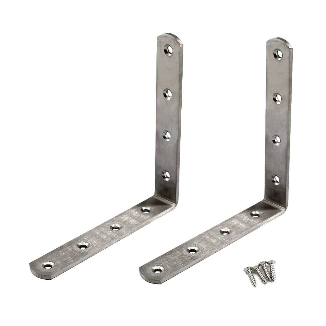 (2 Pieces) 150x150x25x4mm Angle Connector Corner Brackets (Thickness 4mm) Stainless Steel L Shape Brace Brackets with Screws