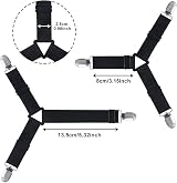 ZGTS 4 PCS Adjustable Bed Sheet Clips with Elastic Straps - Black view 2