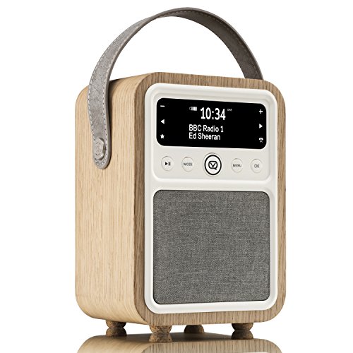 Monty by VQ | Radio & Bluetooth Speaker with AM/FM & HD Radio, Dual Alarm Clock, Mains or Battery - Real Wood Oak Case...