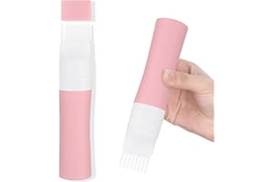 Bunrod Silicone Root Comb Applicator Bottle with Lid Oil Applicator for Hair Dye Hair Oiling Bottles with Graduated Scale (Pink)