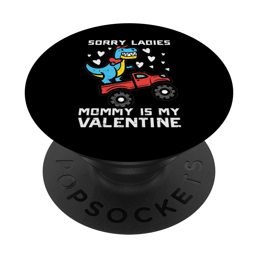 Mommy Is My Valentine Dino Monster Truck Boys Kids Toddlers PopSockets Swappable PopGrip