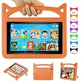 Kids Case for Amazon Fire HD 8 Tablet- Auorld Kids-Friendly Protective Stand Cover with Handle for Fire HD 8 Tablet (Compatible with 2018/2017/2016 Release) (Orange)