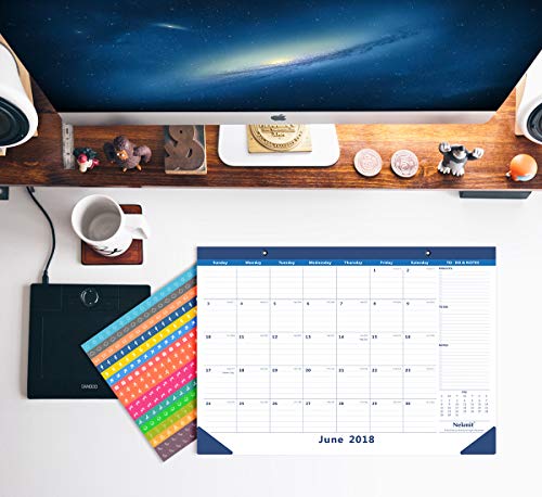 Nekmit 2019 Monthly Desk Pad Calendar, Ruled Blocks, 16-3/4" x 11-4/5", Blue - Thumbnail 3