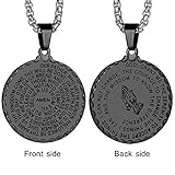 Lords Prayer Necklace Mens Christian Bible Verse Serenity Pendant Jewelry Gifts for Women Men Womens Stainless Steel Necklaces Pendant Pendants Jewelry Gifts Boys Couples Family Brother Black