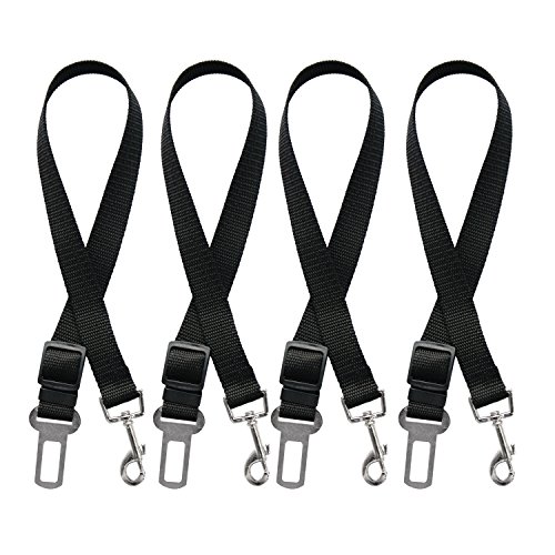 NewCool 4 Pack Pet Car Seat Belt, Nylon Material, 18-30in Adjustable
