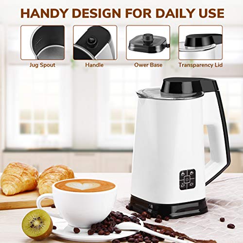Milk Frother, Electric Milk Steamer for Making Latte, Cappuccino, Hot Chocolate, Automatic Foam Maker Cold Hot Milk Warmer