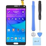 Flashtechllc Samsung Galaxy Note 4 LCD Screen Digitizer Assembly with Stylus Flex Connection (Gray Color)