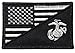 American USA Flag / Marine Corps EGA USMC Sew on Iron on Embroidered Applique Patch - Black & White (IRON-USAF-HALF-USMC-BKWH)