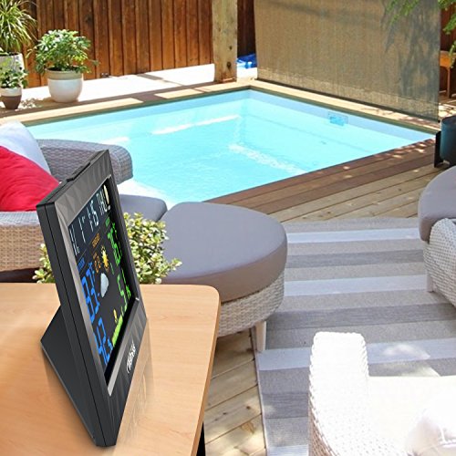 Wellness Personal Care Wired/Wireless Weather Station with Thermometer, Hydrometer & Alarm Clock/Snooze Featuring Bright Color Coded LED Digital Display Screen with Large Easy to Read Digits - Thumbnail 5
