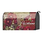 Welcome Friends Hollyhocks and Hummingbirds 22 x 18 Standard Size Mailbox Cover