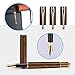 Henzin Fountain Pen Wooden Ink Pen Handcrafted Walnut with Ink Refill Converter and Gift Box Vintage Drawing Writing Journal Calligraphy Pens For Refillable Ink Cartridges Gift For Women Men