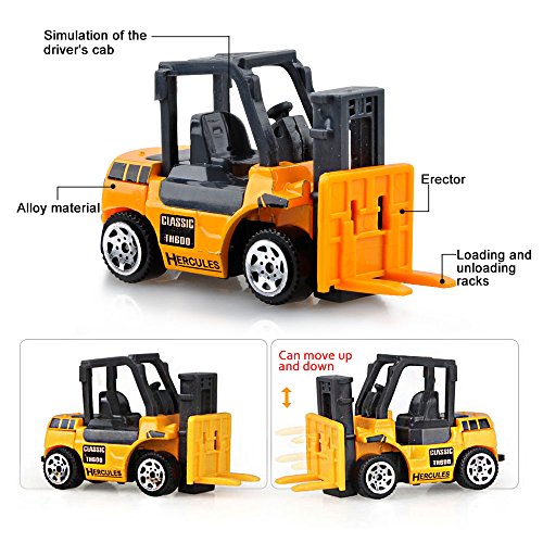 Gimilife Play Vehicles, 6 Set Toy Construction Vehicles, Assorted Trucks Mini Car Toy, Friction Powered Push & Play Engineering Vehicles for Age 3 Years and Up Boys and Girls as Gift